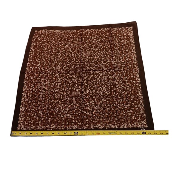 VTG Mr Emperor Square Scarf Brown Rust Tan Floral Botanical Abstract Italy 26x26 - Picture 8 of 13